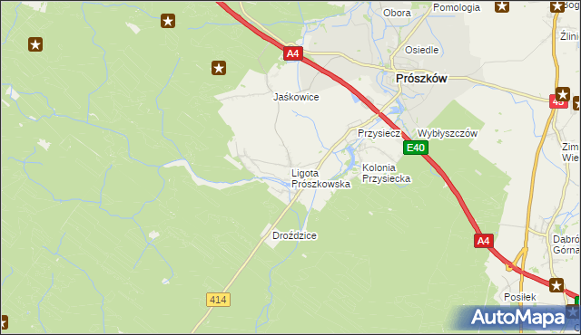 mapa Ligota Prószkowska, Ligota Prószkowska na mapie Targeo