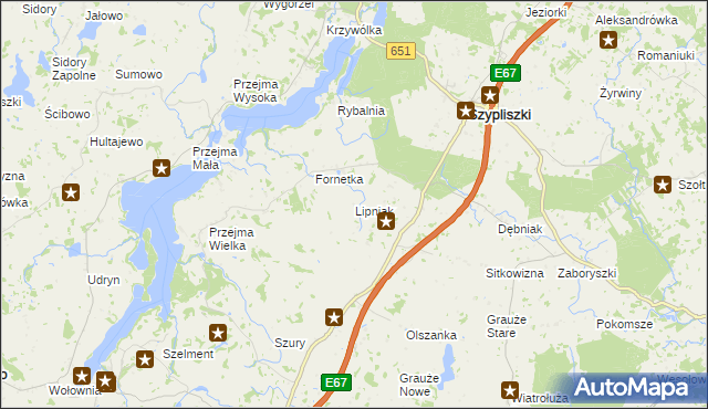 mapa Lipniak gmina Szypliszki, Lipniak gmina Szypliszki na mapie Targeo