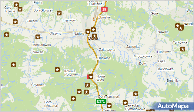 mapa Lipowica gmina Dukla, Lipowica gmina Dukla na mapie Targeo
