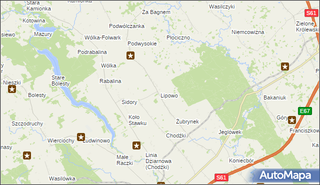 mapa Lipowo gmina Raczki, Lipowo gmina Raczki na mapie Targeo