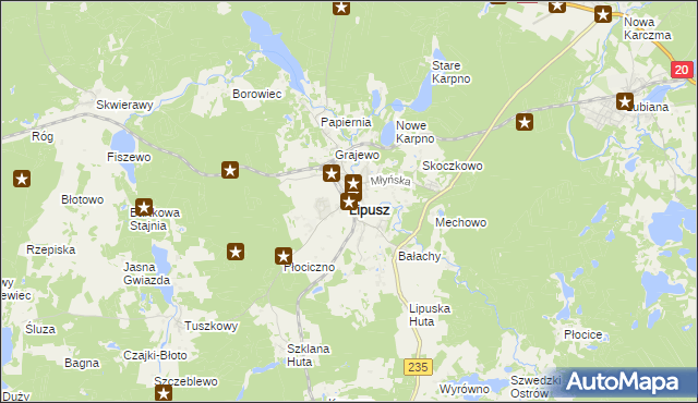 mapa Lipusz, Lipusz na mapie Targeo