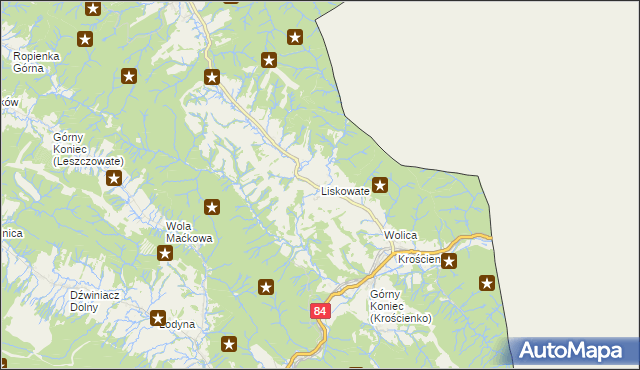mapa Liskowate, Liskowate na mapie Targeo