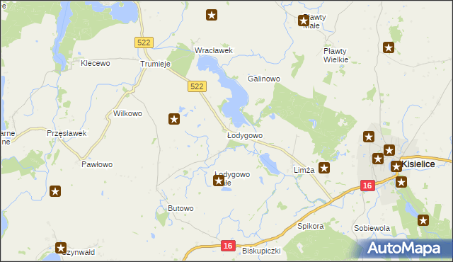 mapa Łodygowo gmina Kisielice, Łodygowo gmina Kisielice na mapie Targeo