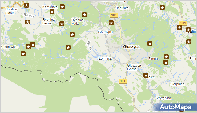 mapa Łomnica gmina Głuszyca, Łomnica gmina Głuszyca na mapie Targeo