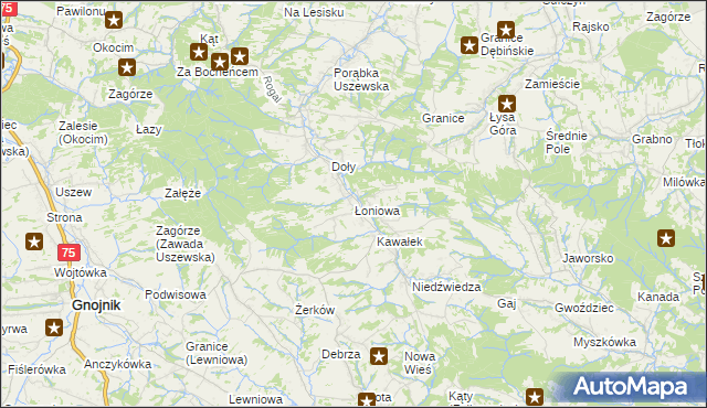 mapa Łoniowa, Łoniowa na mapie Targeo