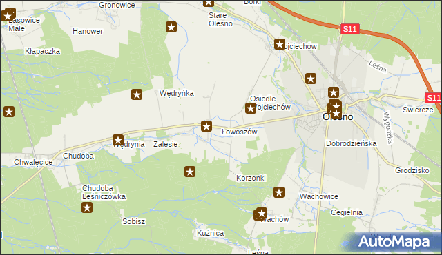 mapa Łowoszów, Łowoszów na mapie Targeo