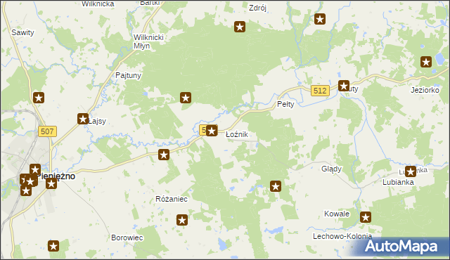 mapa Łoźnik, Łoźnik na mapie Targeo