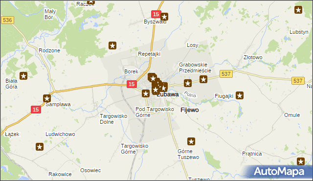 mapa Lubawa, Lubawa na mapie Targeo