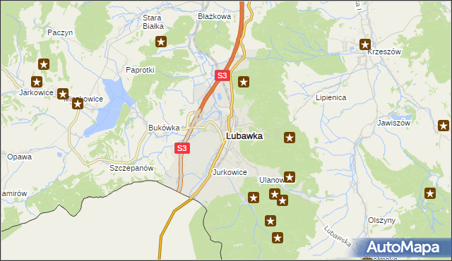 mapa Lubawka, Lubawka na mapie Targeo