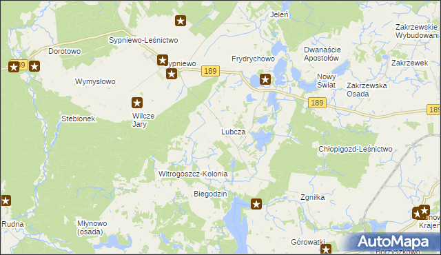 mapa Lubcza gmina Więcbork, Lubcza gmina Więcbork na mapie Targeo