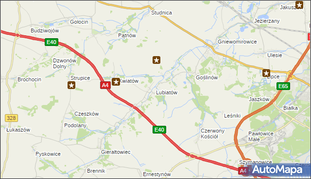 mapa Lubiatów gmina Złotoryja, Lubiatów gmina Złotoryja na mapie Targeo