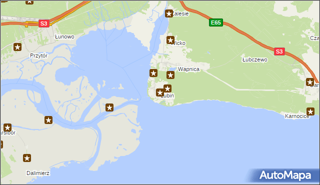 mapa Lubin gmina Międzyzdroje, Lubin gmina Międzyzdroje na mapie Targeo