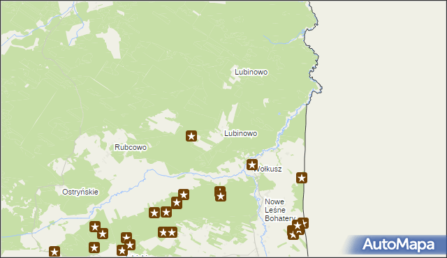 mapa Lubinowo gmina Lipsk, Lubinowo gmina Lipsk na mapie Targeo