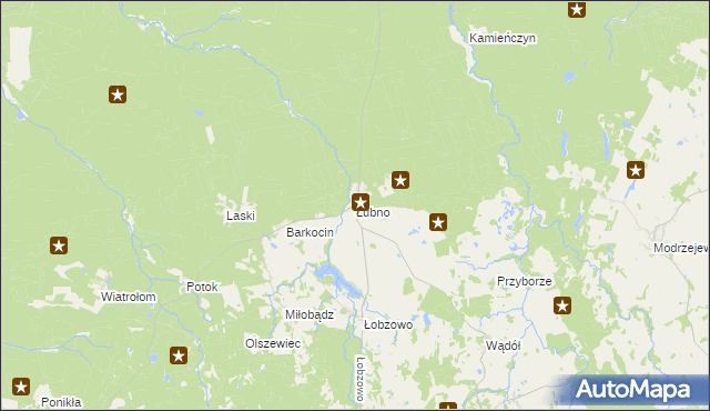 mapa Łubno gmina Kołczygłowy, Łubno gmina Kołczygłowy na mapie Targeo