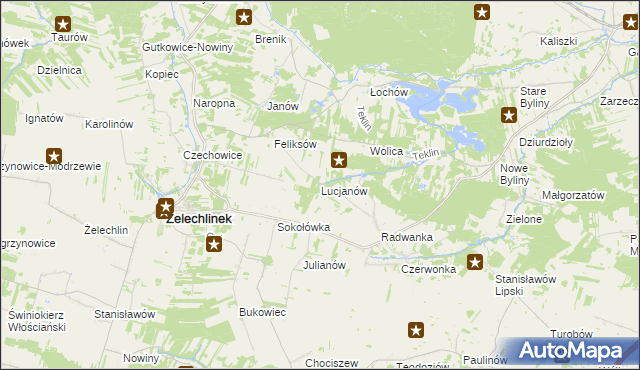 mapa Lucjanów gmina Żelechlinek, Lucjanów gmina Żelechlinek na mapie Targeo