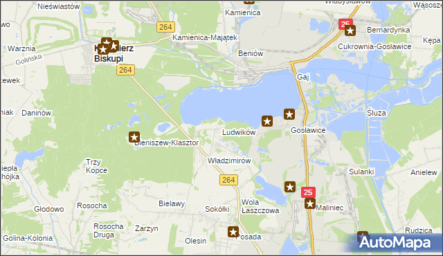 mapa Ludwików gmina Kazimierz Biskupi, Ludwików gmina Kazimierz Biskupi na mapie Targeo