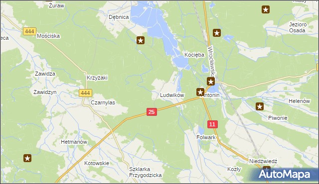 mapa Ludwików gmina Przygodzice, Ludwików gmina Przygodzice na mapie Targeo