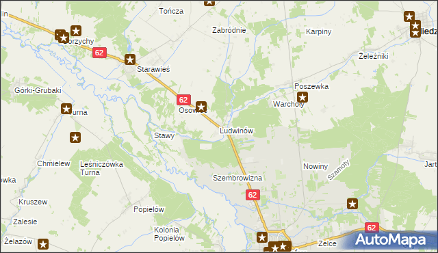 mapa Ludwinów gmina Liw, Ludwinów gmina Liw na mapie Targeo