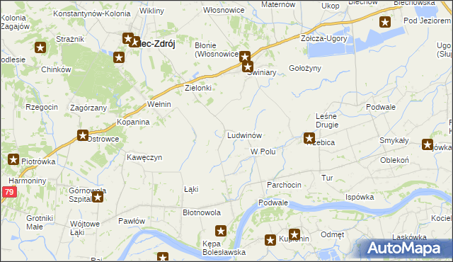 mapa Ludwinów gmina Solec-Zdrój, Ludwinów gmina Solec-Zdrój na mapie Targeo