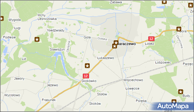 mapa Łukaszewo gmina Jaraczewo, Łukaszewo gmina Jaraczewo na mapie Targeo