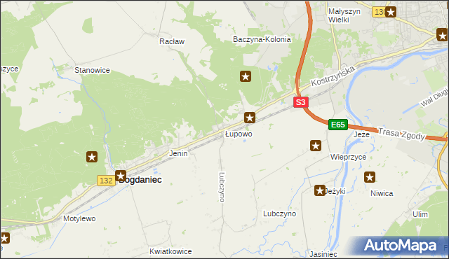 mapa Łupowo gmina Bogdaniec, Łupowo gmina Bogdaniec na mapie Targeo