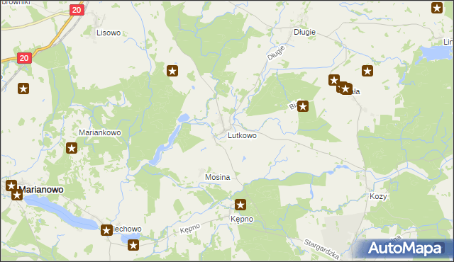 mapa Lutkowo gmina Dobrzany, Lutkowo gmina Dobrzany na mapie Targeo