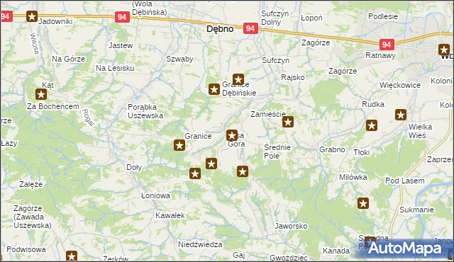 mapa Łysa Góra gmina Dębno, Łysa Góra gmina Dębno na mapie Targeo