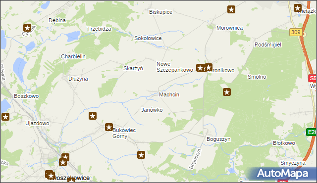 mapa Machcin gmina Śmigiel, Machcin gmina Śmigiel na mapie Targeo