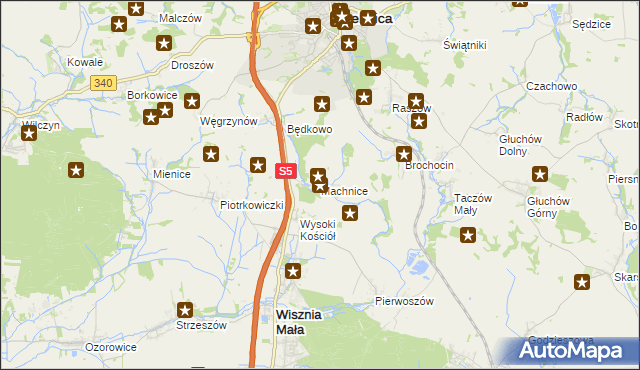 mapa Machnice, Machnice na mapie Targeo
