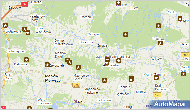 mapa Mąchocice-Scholasteria, Mąchocice-Scholasteria na mapie Targeo