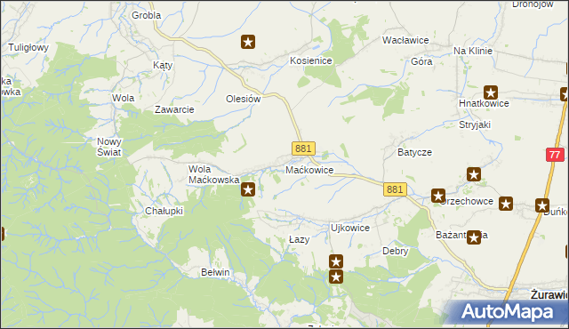 mapa Maćkowice, Maćkowice na mapie Targeo