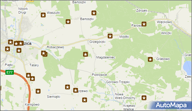 mapa Magdaleniec gmina Nidzica, Magdaleniec gmina Nidzica na mapie Targeo