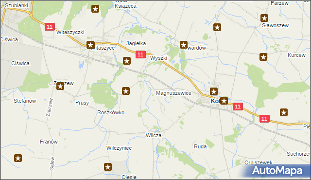 mapa Magnuszewice, Magnuszewice na mapie Targeo