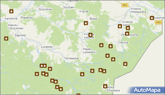 mapa Majdan Lipowiecki, Majdan Lipowiecki na mapie Targeo