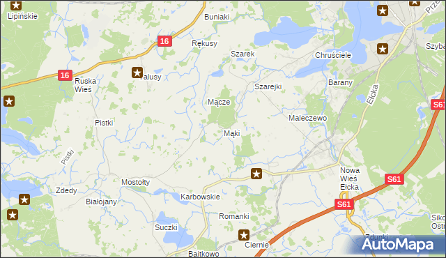 mapa Mąki, Mąki na mapie Targeo