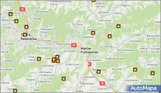mapa Maków Podhalański, Maków Podhalański na mapie Targeo