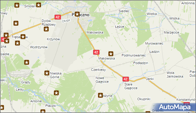 mapa Makowiska gmina Pajęczno, Makowiska gmina Pajęczno na mapie Targeo