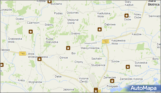 mapa Maksymilianów gmina Przytyk, Maksymilianów gmina Przytyk na mapie Targeo