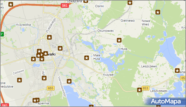 mapa Mała Huta gmina Suwałki, Mała Huta gmina Suwałki na mapie Targeo