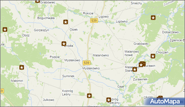 mapa Malanówko, Malanówko na mapie Targeo