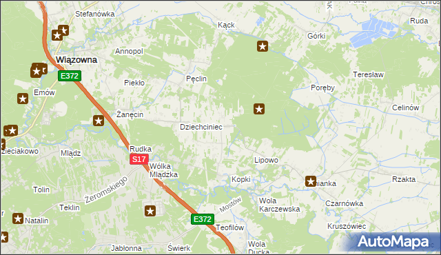 mapa Malcanów gmina Wiązowna, Malcanów gmina Wiązowna na mapie Targeo