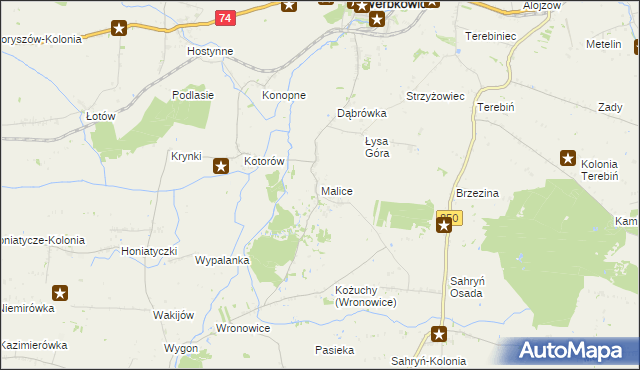 mapa Malice gmina Werbkowice, Malice gmina Werbkowice na mapie Targeo