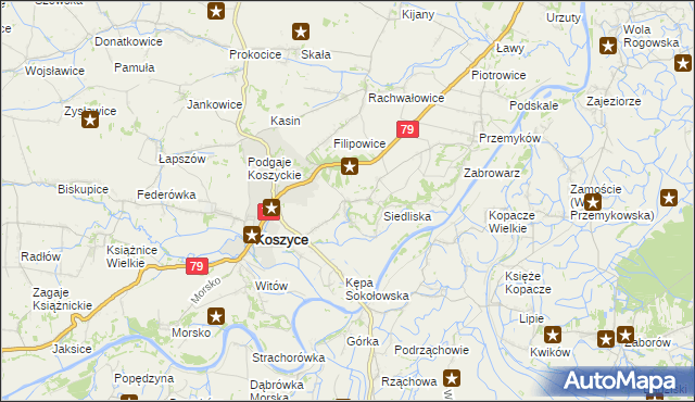 mapa Malkowice gmina Koszyce, Malkowice gmina Koszyce na mapie Targeo