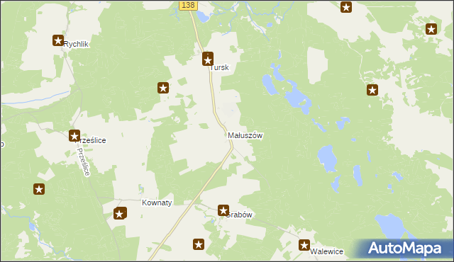 mapa Małuszów gmina Sulęcin, Małuszów gmina Sulęcin na mapie Targeo