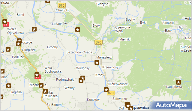 mapa Manasterz gmina Wiązownica, Manasterz gmina Wiązownica na mapie Targeo