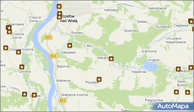mapa Mariampol gmina Józefów nad Wisłą, Mariampol gmina Józefów nad Wisłą na mapie Targeo