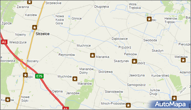 mapa Marianka gmina Strzelce, Marianka gmina Strzelce na mapie Targeo