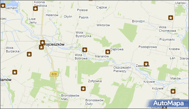 mapa Marianów gmina Wojcieszków, Marianów gmina Wojcieszków na mapie Targeo