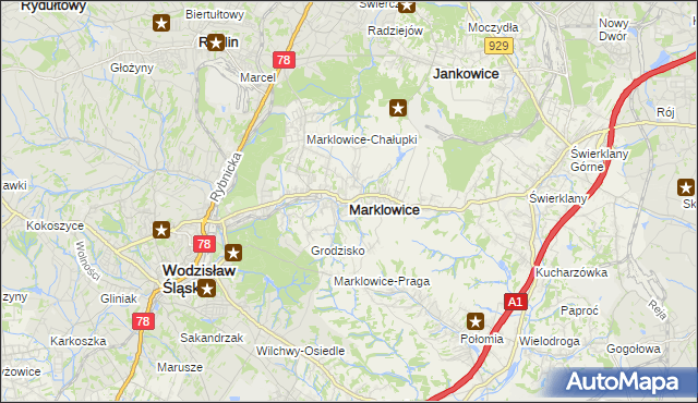 mapa Marklowice, Marklowice na mapie Targeo