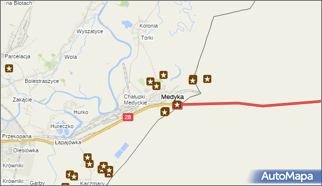 mapa Medyka, Medyka na mapie Targeo